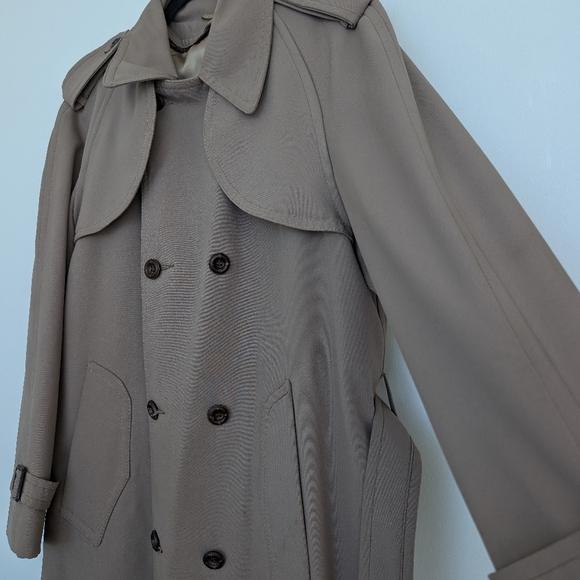 Vintage Nova Check Lined All Weather Khaki Trench Coat Waist Belt Sz 40R Neutral - Picture 6 of 16